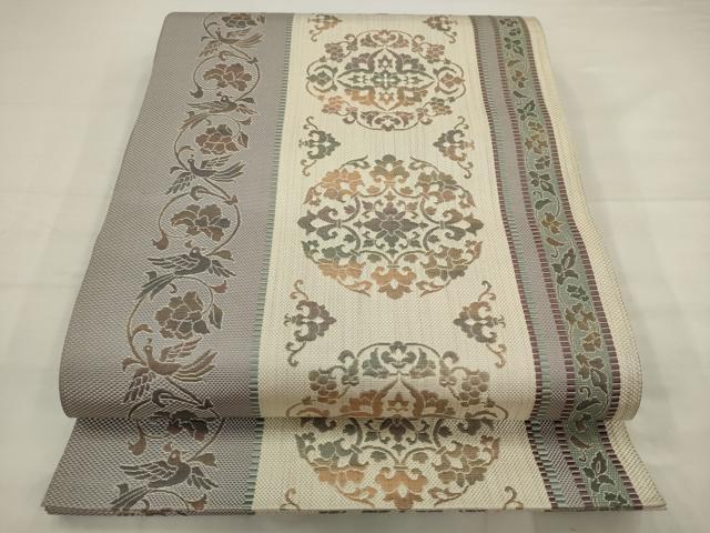 平和屋着物●本場筑前博多織 八寸名古屋帯 鳳凰花文 正絹 逸品 AABJ7062pf