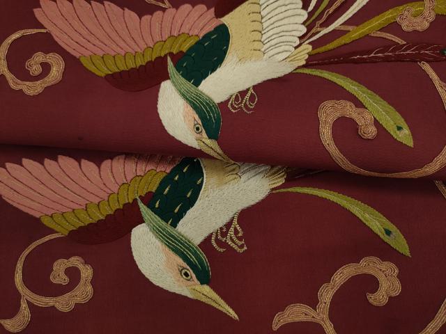 平和屋着物●アンティーク 大正ロマン 太鼓柄京袋帯 総手刺繍 鳳凰 金糸 正絹 逸品 AABJ7103pf