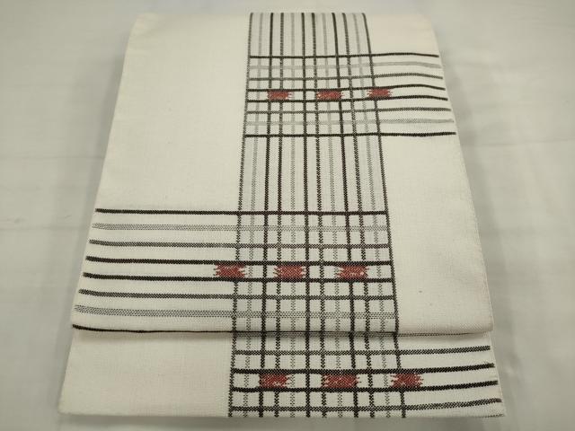 平和屋着物●八寸名古屋帯 変わり格子 AABJ7121pf