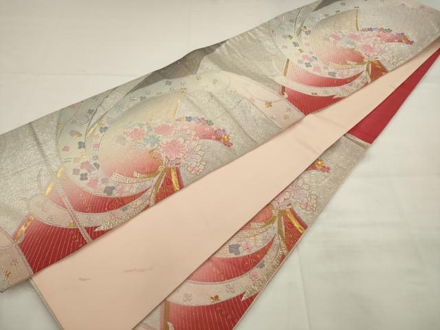 平和屋着物◎六通柄袋帯 唐織 花束文 金銀糸 正絹 逸品 AABJ7141pf