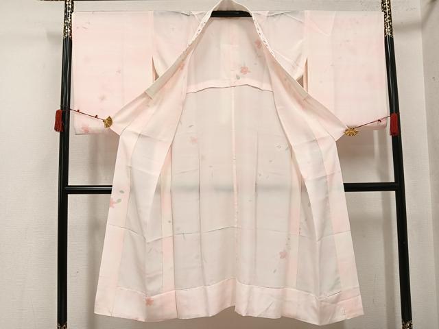 平和屋着物●長襦袢 無双仕立て 舞花文 暈し染め 半衿刺繍 正絹 逸品 AABJ7161ph