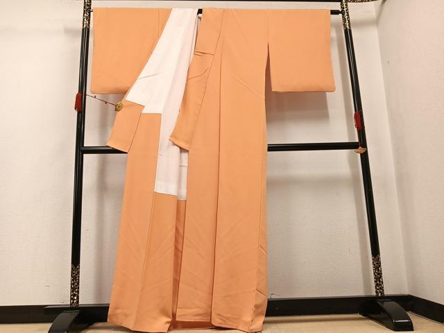 平和屋着物●上質な色無地 小麦色 正絹 逸品 AABJ7166ph