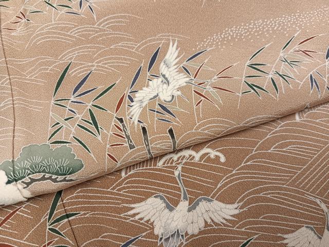 平和屋着物●訪問着 友禅 群れ鶴浜松文 暈し染め 正絹 逸品 AABJ7174ph