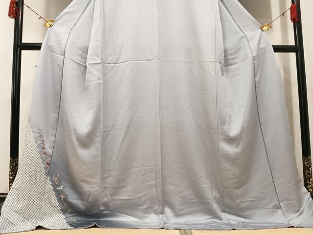 平和屋着物●訪問着 絞り 刺繍 松竹梅飛鶴文 暈し染め ロング丈 正絹 逸品 未使用 AABJ7175ph