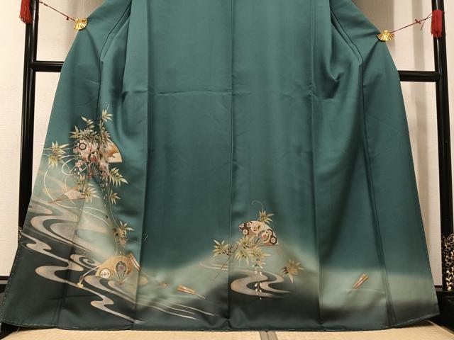 平和屋着物●訪問着 扇面草花文 暈し染め 金銀彩 正絹 逸品 AABJ7179ph