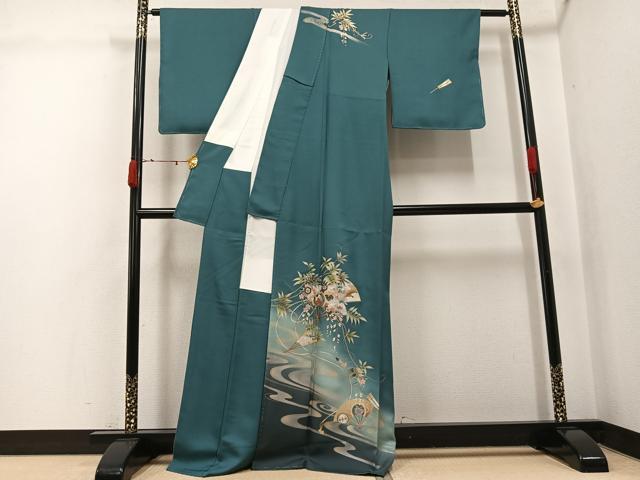 平和屋着物●訪問着 扇面草花文 暈し染め 金銀彩 正絹 逸品 AABJ7179ph