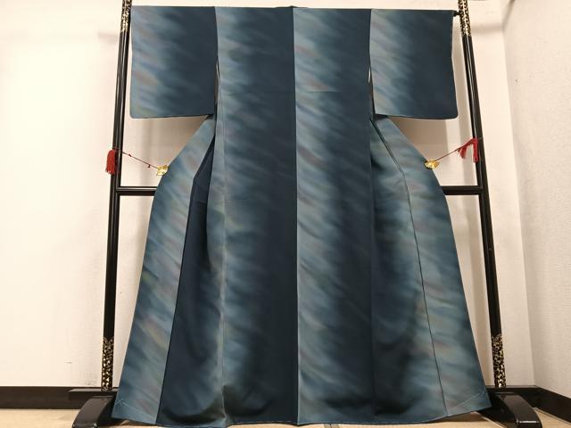 平和屋着物●染色作家 斉藤三才 小紋 間道 暈し染め 正絹 逸品 未使用 AABJ7180ph