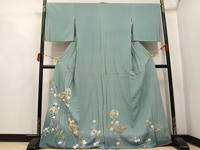 平和屋着物●訪問着 友禅 貝合わせ草花文 暈し染め 正絹 逸品 AABJ7183ph