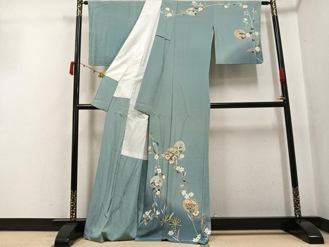 平和屋着物●訪問着 友禅 貝合わせ草花文 暈し染め 正絹 逸品 AABJ7183ph