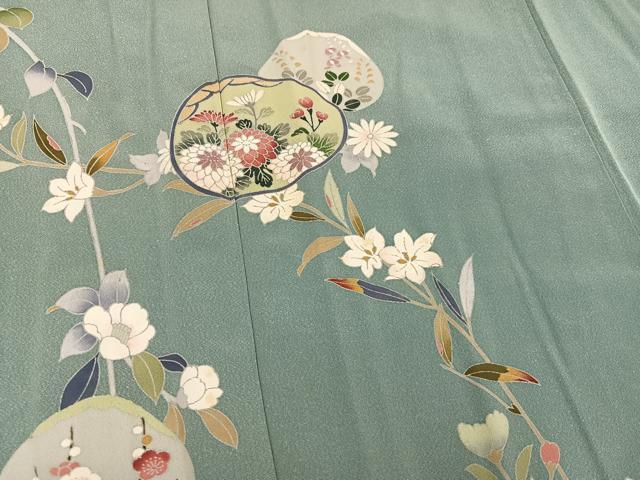 平和屋着物●訪問着 友禅 貝合わせ草花文 暈し染め 正絹 逸品 AABJ7183ph