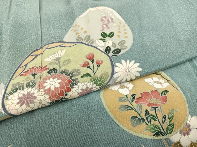平和屋着物●訪問着 友禅 貝合わせ草花文 暈し染め 正絹 逸品 AABJ7183ph