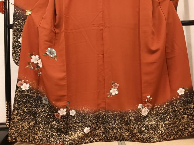 平和屋着物●豪華振袖 舞桜文 暈し染め 金彩 正絹 逸品 AABJ7184ph