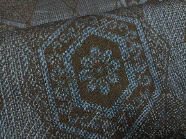平和屋着物▼本場大島紬 割込み絣 亀甲花文 正絹 逸品 AABJ7185ph