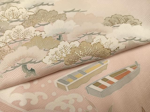 平和屋着物●訪問着 友禅 浜松舟文 暈し染め 金銀彩 正絹 逸品 AABJ7186ph