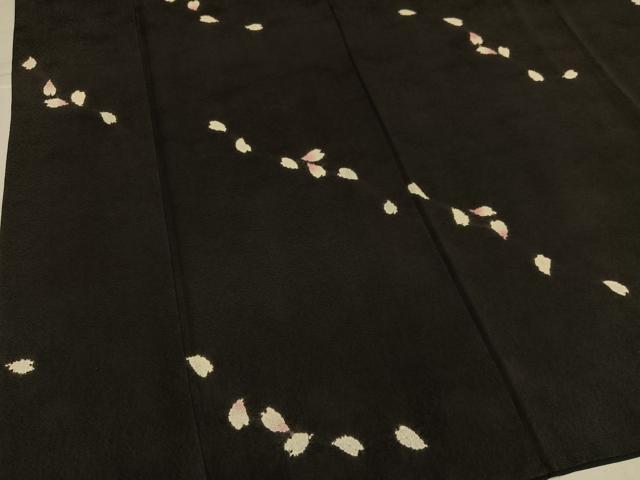 平和屋着物●上質な小紋 夜桜 黒地 正絹 逸品 AABJ7187ph