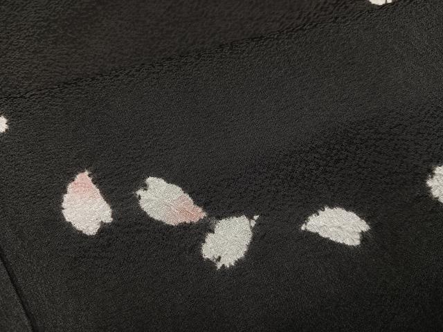 平和屋着物●上質な小紋 夜桜 黒地 正絹 逸品 AABJ7187ph