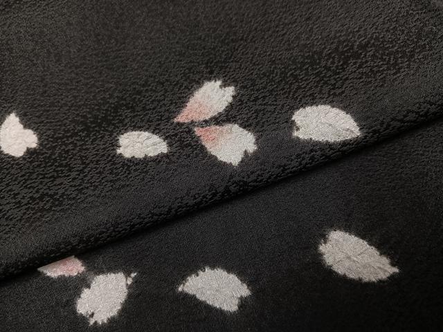 平和屋着物●上質な小紋 夜桜 黒地 正絹 逸品 AABJ7187ph