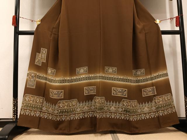 平和屋着物●訪問着 古代人物更紗文 暈し染め 正絹 逸品 AABJ7188ph