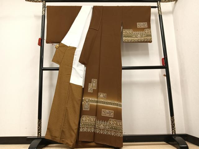 平和屋着物●訪問着 古代人物更紗文 暈し染め 正絹 逸品 AABJ7188ph