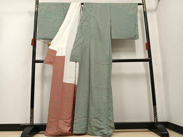 平和屋着物●訪問着 流水枝花文 正絹 逸品 AABJ7196ph
