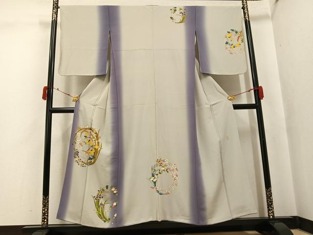 平和屋着物●訪問着 作家物 手描き 草花文 暈し染め 正絹 逸品 AABJ7205ph