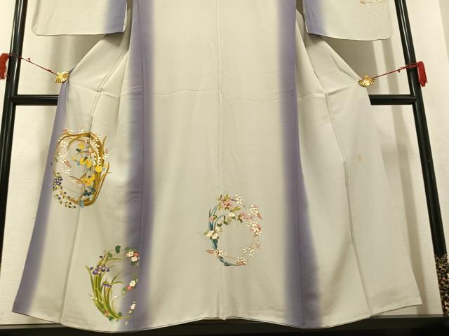 平和屋着物●訪問着 作家物 手描き 草花文 暈し染め 正絹 逸品 AABJ7205ph