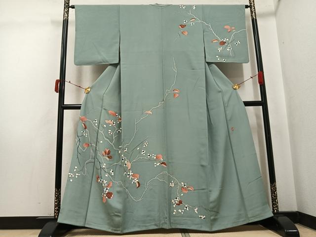 平和屋着物●訪問着 友禅 作家物 枝花文 正絹 逸品 AABJ7209ph