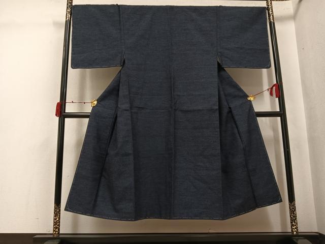 平和屋着物●男性 結城紬 藍鉄色 正絹 逸品 AABJ7210ph