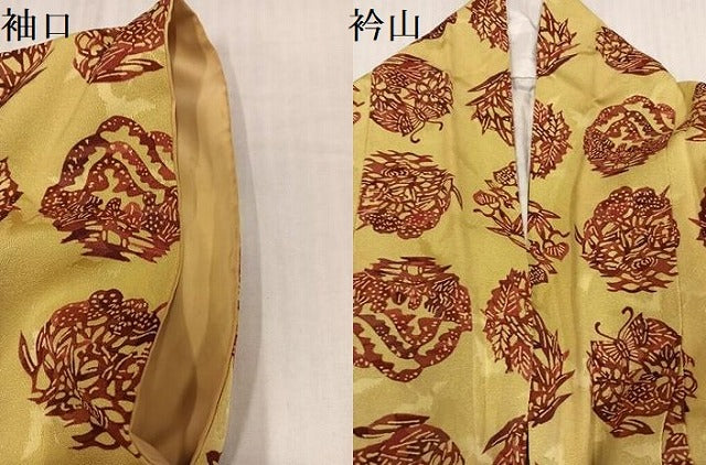 平和屋着物●上質な小紋 型染め 花蝶文 正絹 逸品 AABJ7213ph