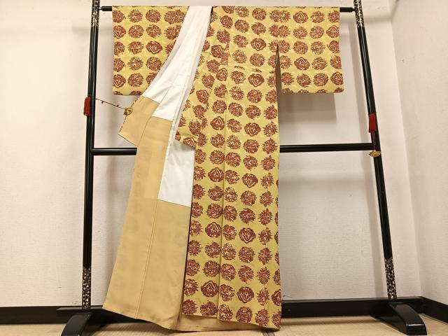 平和屋着物●上質な小紋 型染め 花蝶文 正絹 逸品 AABJ7213ph