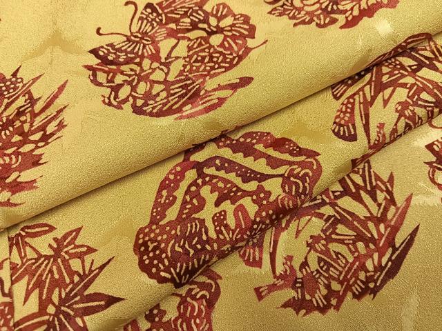 平和屋着物●上質な小紋 型染め 花蝶文 正絹 逸品 AABJ7213ph