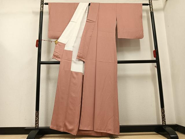 平和屋着物●本草木染作家 瑞鳳 色無地 水柿色 正絹 逸品 AABJ7214ph