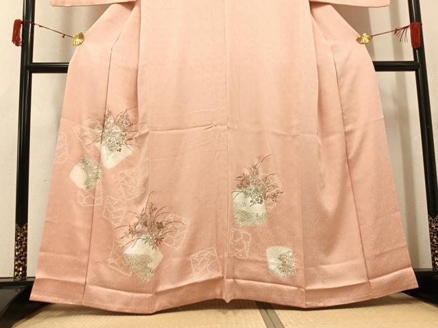 平和屋着物●創業460年・千總 訪問着 駒刺繍 絞り 草花文 金彩 高島屋扱い 正絹 逸品 AABJ7215ph