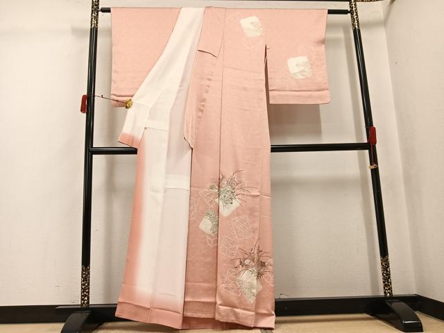 平和屋着物●創業460年・千總 訪問着 駒刺繍 絞り 草花文 金彩 高島屋扱い 正絹 逸品 AABJ7215ph