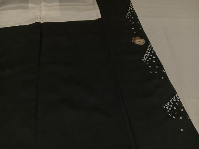 平和屋着物●訪問着 絞り 菊 黒地 金彩 正絹 逸品 AABJ7220ph