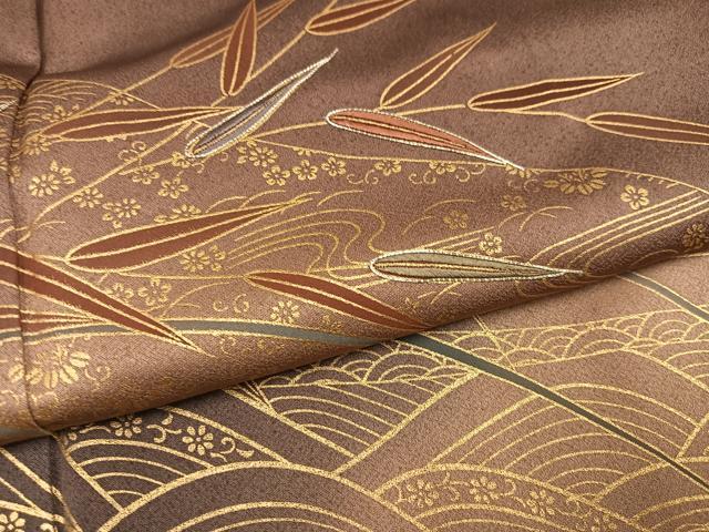 平和屋着物●訪問着 駒刺繍 流水草花文 暈し染め 金彩 正絹 逸品 未使用 AABJ7233ph