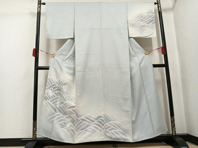 平和屋着物●訪問着 刺繍 立波草花文 暈し染め 正絹 逸品 未使用 AABJ7235ph