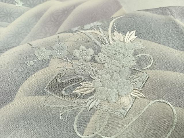 平和屋着物●訪問着 刺繍 立波草花文 暈し染め 正絹 逸品 未使用 AABJ7235ph