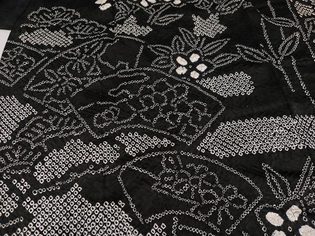 平和屋着物●訪問着 総絞り 地紙花文 黒地 正絹 逸品 未使用 AABJ7236ph