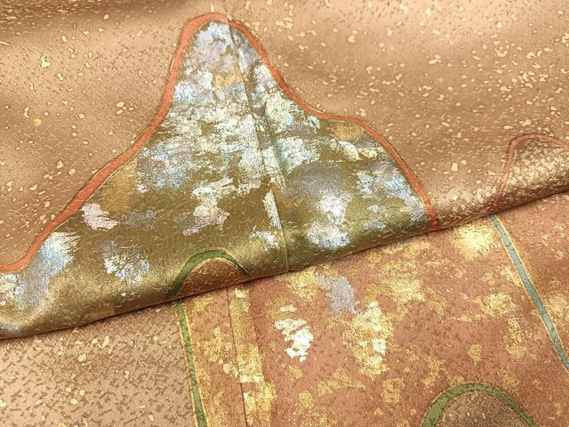 平和屋着物●金彩友禅作家 金彩の魔術師 堀省平 金煌織 訪問着 流水文 金銀彩 正絹 逸品 AABJ7238ph