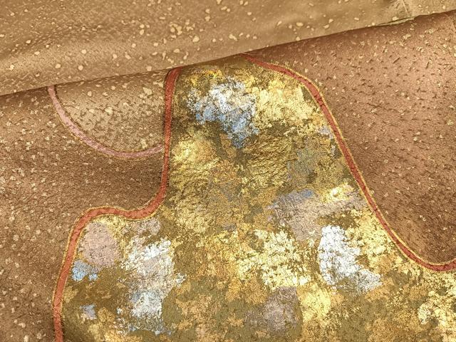 平和屋着物●金彩友禅作家 金彩の魔術師 堀省平 金煌織 訪問着 流水文 金銀彩 正絹 逸品 AABJ7238ph