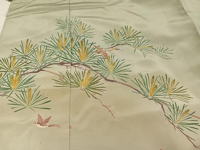 平和屋着物●京加賀友禅 百貫達雄 訪問着 加賀の四季 飛鳥松文 暈し染め 丹後ちりめん 仮絵羽 正絹 逸品 未使用 AABJ7241ph