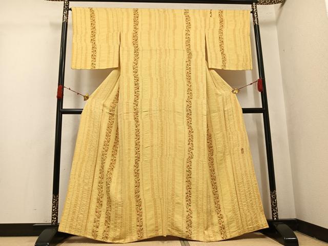 平和屋着物●上質な小紋 作家物 絞り 花唐草文 正絹 逸品 AABJ7243ph
