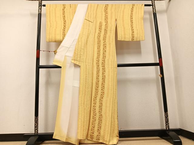 平和屋着物●上質な小紋 作家物 絞り 花唐草文 正絹 逸品 AABJ7243ph