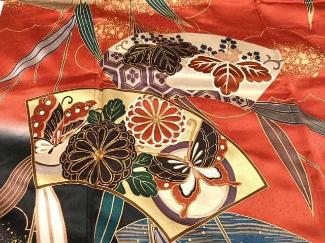 平和屋着物●豪華振袖 地紙花蝶文 暈し染め 金彩 正絹 逸品 AABJ7246ph