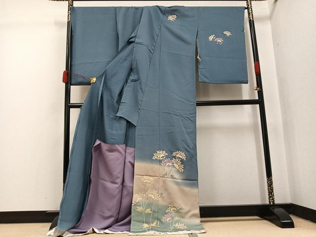 平和屋着物●訪問着 桂三郎好み 色舞袖 枝花文 暈し染め 金彩 仮絵羽 正絹 逸品 未使用 AABJ7247ph