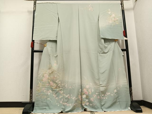 平和屋着物●訪問着 友禅 作家物 草花文 暈し染め 丹後ちりめん 仮絵羽 正絹 逸品 未使用 AABJ7253ph