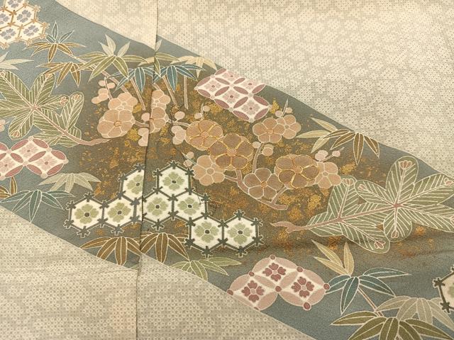 平和屋着物●訪問着 駒刺繍 松竹梅吉祥宝尽くし 金彩 丹後ちりめん 仮絵羽 正絹 逸品 未使用 AABJ7255ph