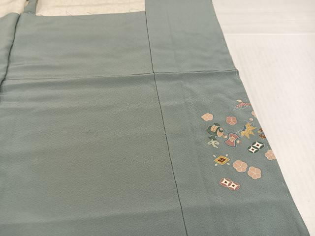 平和屋着物●訪問着 駒刺繍 松竹梅吉祥宝尽くし 金彩 丹後ちりめん 仮絵羽 正絹 逸品 未使用 AABJ7255ph