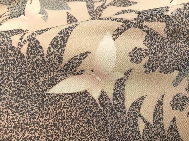 平和屋着物●訪問着 草花舞蝶文 金銀彩 浜ちりめん 仮絵羽 正絹 逸品 未使用 AABJ7256ph